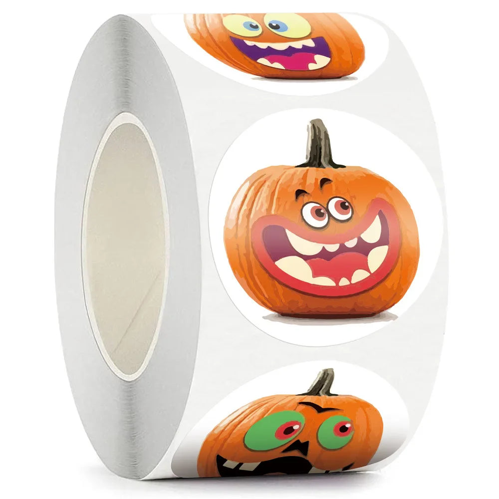 100-500Pcs Round Halloween Sticker 1inch Self Adhesive Label Paper Candy Bag Sticker wall decor wall stickers (ONLINE ORDER ONLY)
