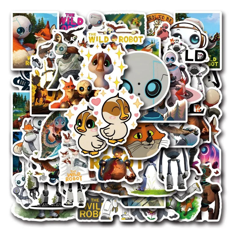 54pcs Wild Robot Stickers for Luggage, Water Bottles, Phones, Laptops, Scooters, Refrigerators (ONLINE ORDER ONLY)