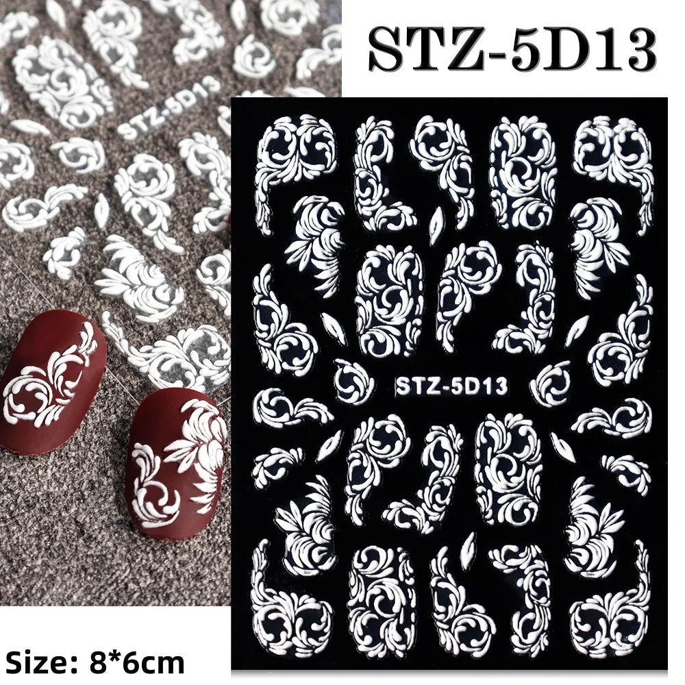 Cute Deer Christmas Nail Stickers 5D Embossed Elk Star Gingerbread Man Snowflake Santa Claus Holly DIY Winter Engraved Manicure* (ONLINE ORDER ONLY)