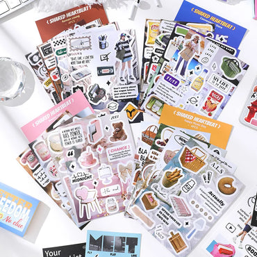 4 Sheets Ins Korean Magazine Planner Stickers Scrapbooking Journal Collage DIY Decoration Material Sticker Kawaii Stationery (Online Order Only)