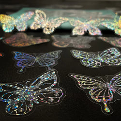 10/30/50/100pcs Cool Holographic Laser Butterfly Stickers Aesthetic Decals Laptop Suitcase Fridge Phone Graffiti Sticker Kid Toy (ONLINE ORDER ONLY)