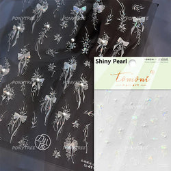 White Pearl Various Bowknot Line Tassel Tender Ribbon Arc Charming Self Adhesive Nail Art Decorations Stickers Manicure Decals (ONLINE ORDER ONLY)