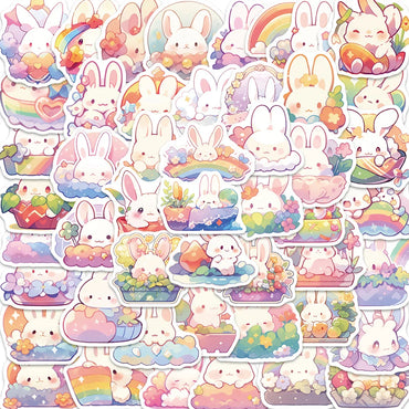 10/30/50pcs Funny Cute Rainbow Rabbit Graffiti Stickers Kawaii Decals Laptop Phone Notebook Decoration Kids Classic Toy Sticker (ONLINE ORDER ONLY)
