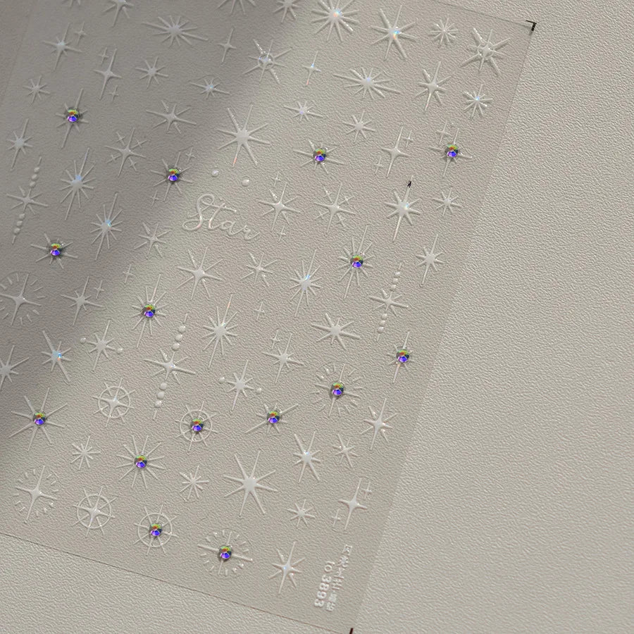 Gold Silver Star Laser Pink Colorful Glitter Starlight Sparkle Rhinestones Relief Nail Art Decorations Stickers Manicure Decals (ONLINE ORDER ONLY)