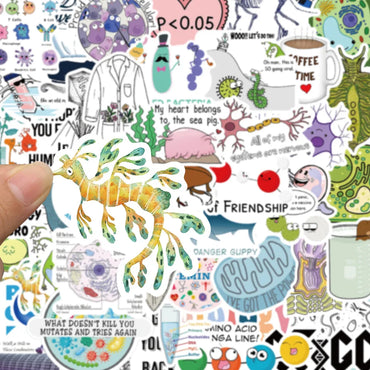10/30/50PCS Cute  Cartoon Biology Stickers Graffiti DIY Notebook Skateboard Phone Laptop Bike Car Decoration Funny Kids Toy Gift (ONLINE ORDER ONLY)