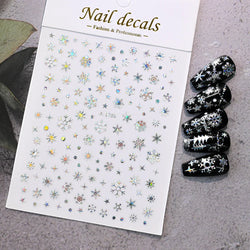 3D Gold Glitter Snowflake Nail Sticker Winter Reflective Elk Star Balloon Christmas Tree Foil Xmas New Year Decal Tips Decoratio (ONLINE ORDER ONLY)