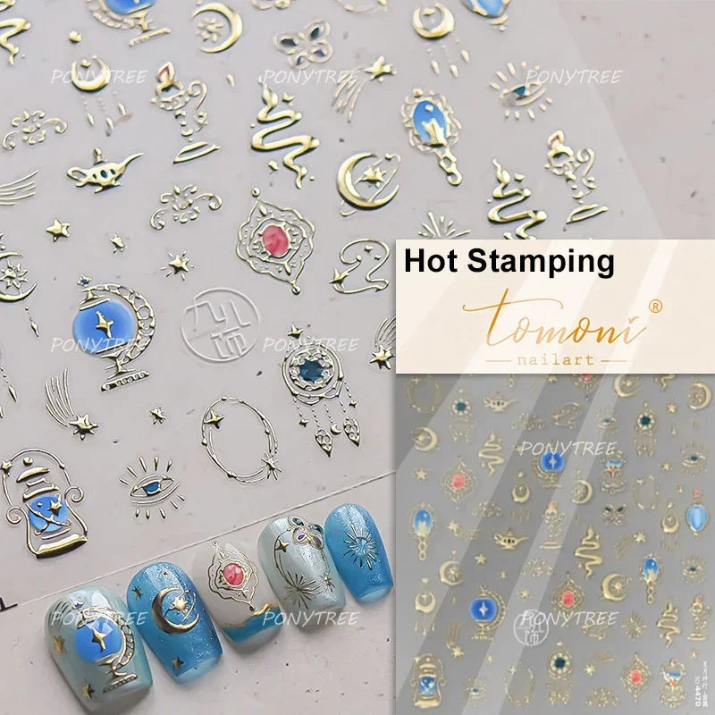 Retro Candlestick Holder Rose Rambler Birdcage Photo Frame Lace Self Adhesive Nail Art Sticker Charm Rhinestone Manicure Decal (Online Order Only)
