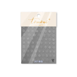 Hot Stamping Romantic White Gold Snowflakes Hexagon Winter 3D Self Adhesive Nail Art Stickers Shiny Rhinestone Manicure Decals (Online Order Only)