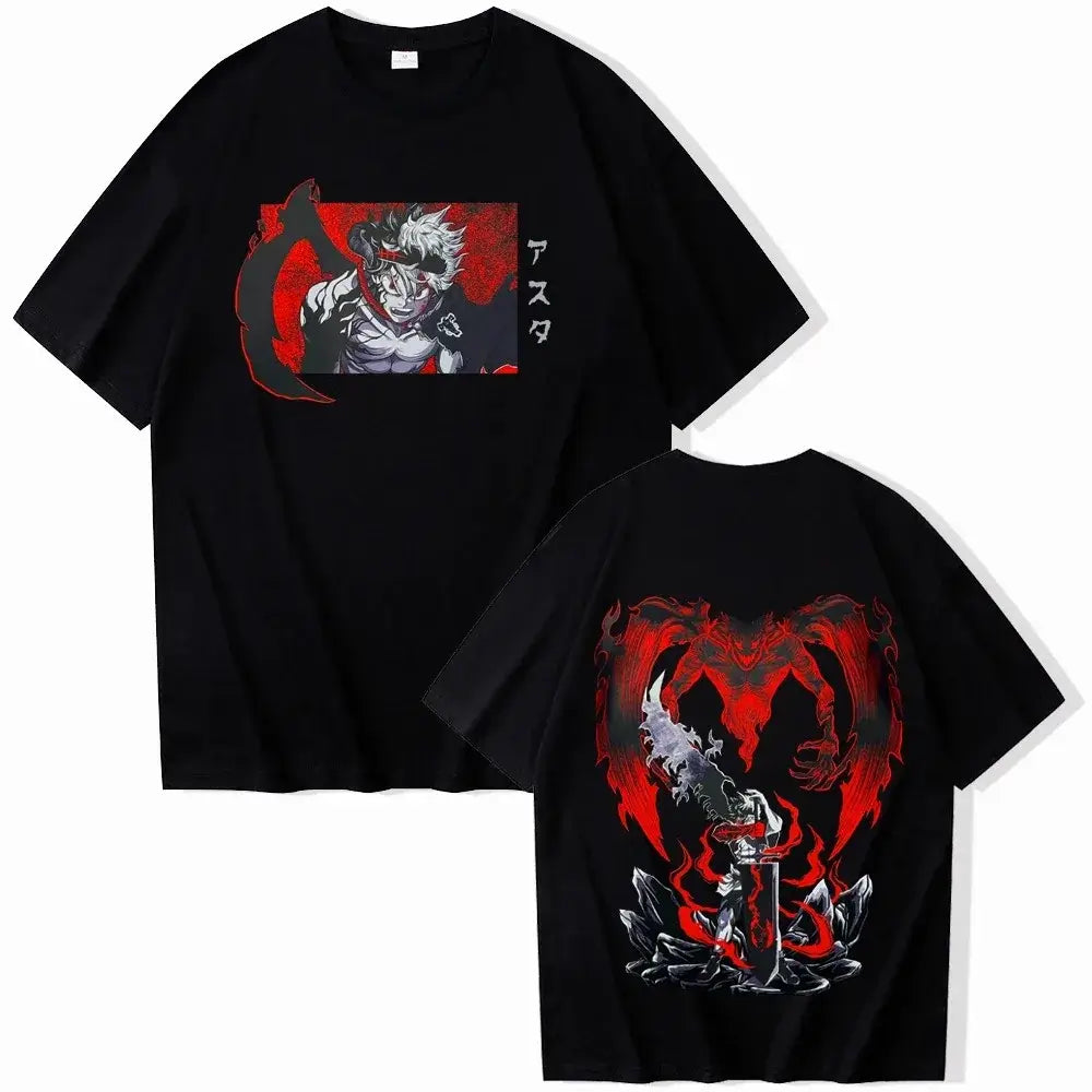 Black Clover Asta T-Shirt: Oversized Y2K Anime Cotton Tee (ONLINE ORDER ONLY)