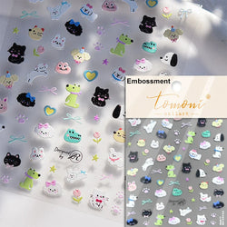 Chic Cute Cheese Ice Cream Pudding Bowknot Strawberry Muffin Stars Cake Embossed Heart Adhesive Nail Art Sticker Manicure Decals (ONLINE ORDER ONLY)