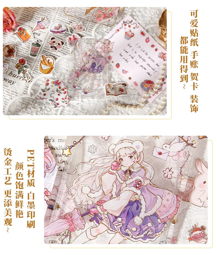 2 Sheets Cute Lolita Girl Decoration Sticker Aesthetics Hand Account DIY Collage Material Kawaii Stationery Scrapbooking Sticker (Online Order Only)