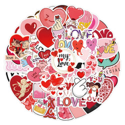 Love Cartoon Stickers - Pink Valentine's Day DIY Scrapbook, Laptop, Bike, Guitar, Skateboard, Fridge, Luggage Toy (10/30/55PCS) (ONLINE ORDER ONLY)