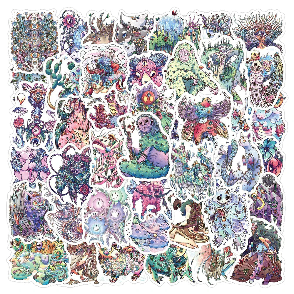 Psychedelic Anime Stickers: 10/30/50pcs Waterproof Decals for Phone, Laptop, Car, Motorcycle (Online Order Only)