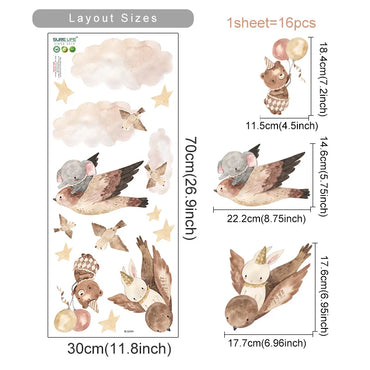 Nordic Boho Watercolor Animal Wall Stickers for Kids Nursery Decor (Online Order Only)