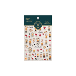 Poker Cards Mr Rabbit Tilted Teacup Bunny Cup Heart Star Block Bow Tie Hot Stamping Adhesive Nail Art Stickers Manicure Decals (ONLINE ORDER ONLY)