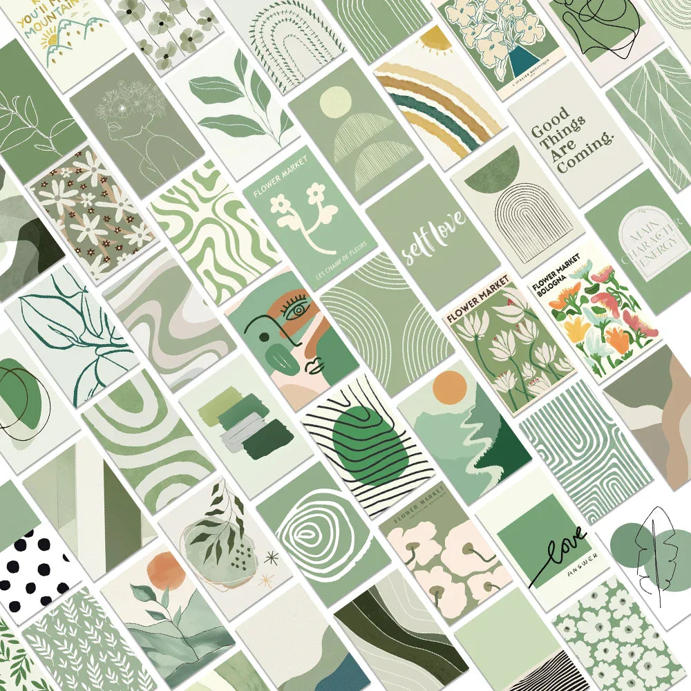 50pcs Green Journal Stickers Aesthetic DIY Decoration Diary Stationery (ONLINE ORDER ONLY)
