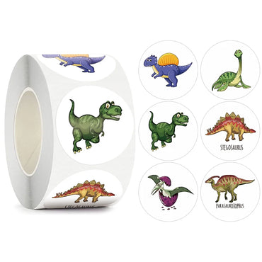 100-500 Pcs Round Cartoon Dinosaur Adhesive Diy Seal Stickers Album Label Decor Stationery Teachers Reward Children with Gifts (ONLINE ORDER ONLY)