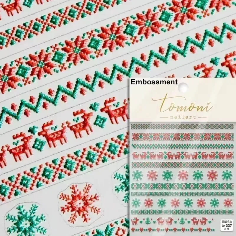Winter Dreamy Hot Stamping Romantic White Pink Snowflakes Hexagon 3D Self Adhesive Nail Art Stickers Christmas Manicure Decals (ONLINE ORDER ONLY)