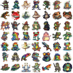 50pcs Psychedelic Frog Stickers For Guitar Laptop Helmet Scrapbook Suitcase Stationery Phone Vintage Sticker Craft Supplies (ONLINE ORDER ONLY)