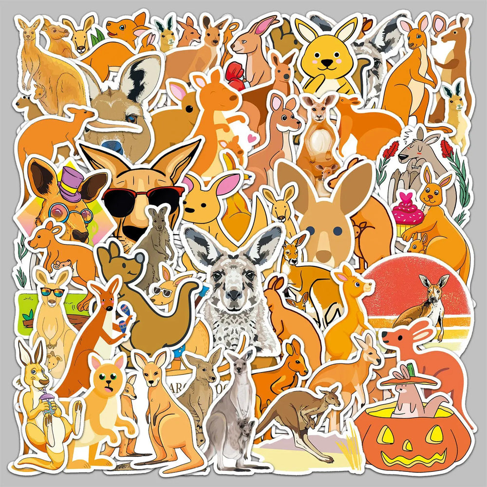 50Pcs Cute Kangaroo Graffiti Stickers for Helmet, Wall, DIY Decor (ONLINE ORDER ONLY)