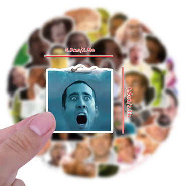 10/30/50PCS Funny Meme Stickers Nicolas Cage Cartoon Decals Decoration DIY Notebook Phone Bike Motorcycle Bicycle Waterproof Toy (ONLINE ORDER ONLY)