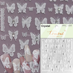 Flower Bowknot Butterfly Plant Leaf English Letter Rose Hand Drawn Embossed Relief Self Adhesive Nail Art Sticker Manicure Decal (ONLINE ORDER ONLY)
