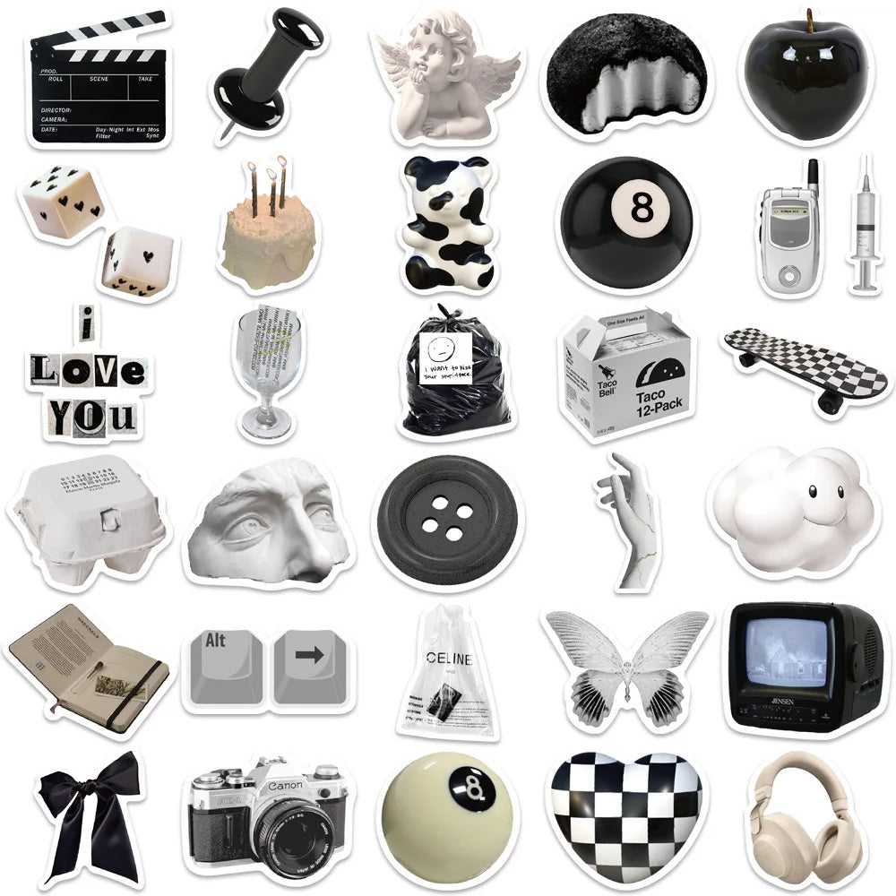 10/30/61PCS Cartoon Art Ins Style Stickers Aesthetic Cute Simple Decals Suitcase Laptop Phone Bike Car Sticker For Kids DIY Toy (Online Order Only)