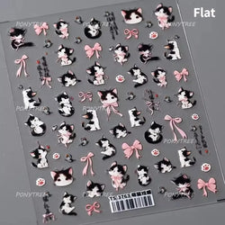 Black Cat Kitten Rabbit Cat's Paw Bowknot Tie Bunny Animals Love Heart Jelly Adhesive Nail Art Stickers Manicure Decal Wholesale (ONLINE ORDER ONLY)