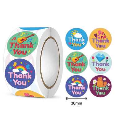 100-300pcs Thank You Stickers Labels Stamps Round Floral Multicolor Envelopes Cute Closure Wedding Decoration (ONLINE ORDER ONLY)