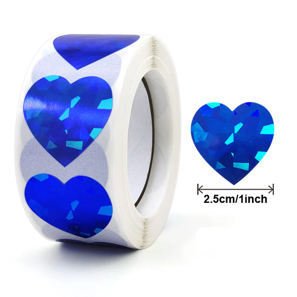 100-500pcs Heart Stickers for Envelopes Valentine's Day Sparkling Heart Stickers Decorative Love Stickers Holiday Decoration (Online Order Only)