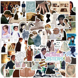 50PCS New INS Pride And Prejudice Stickers Cartoon Creative Toys iPad Desk Car Chair Decoration Waterproof Sticker Decals (ONLINE ORDER ONLY)