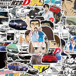 50pcs Initial D Anime Stickers for Laptop, Phone, Scooter, Suitcase, Water Bottle, Refrigerator (Online Order Only)