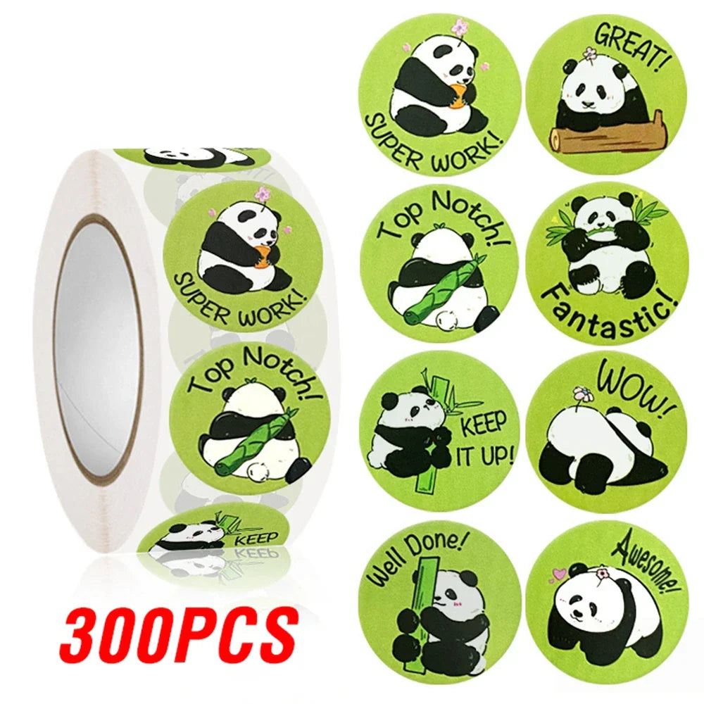 100-500pcs Cute Animal Panda Stickers for Envelope Praise Reward Student Work Label Stationery Seal Lables 1inch/2.5cm (ONLINE ORDER ONLY)