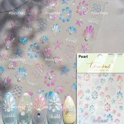 Hot Stamping Laser Shell Conch Starfish Pearl Whale Coral Dolphin Summer Beach Sea Wave Jellyfish Bubble Nail Art Stickers Decal (ONLINE ORDER ONLY)