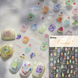 Summer Beach Bikini Watermelon Hat Sandals Ice Cream Shell Conch Starfish Cat Duck Nail Art Decoration Stickers Manicure Decals (ONLINE ORDER ONLY)