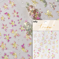 Antique Changle Flower Chrysanthemum Jade Pendant Feathers Green Leaf Adhesive Nail Art Stickers Flat Embossment Manicure Decals (Online Order Only)