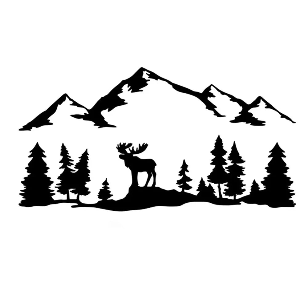 Doordash Decal Mountains Stickers for SUV RV Camper Off-Road Elk Tree Forest Mountain Pvc Art Sticker Outdoor Car Decoration (ONLINE ORDER ONLY)