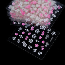 30pcs/Set White Pink Flower 3D Nail Sticker Daisy Butterfly Love Heart Hibiscus Petals Floral DIY Spring Summer Nail Decoration* (ONLINE ORDER ONLY)