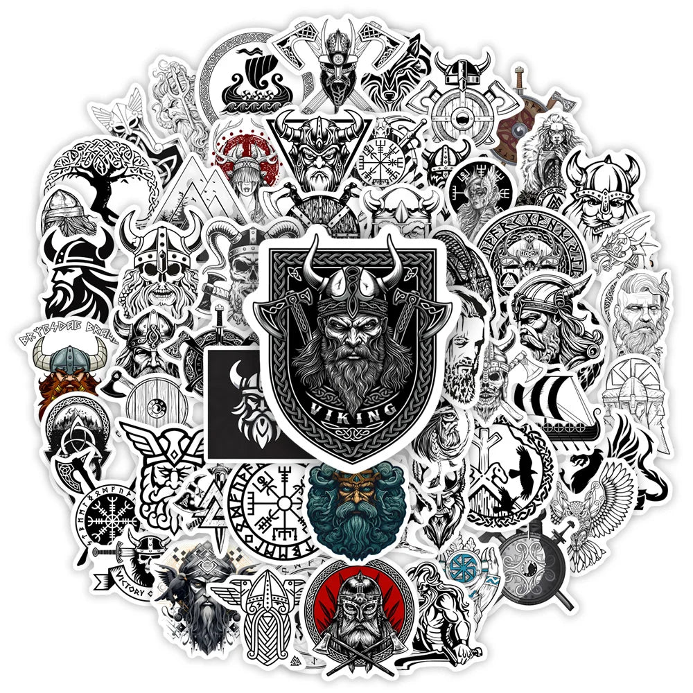 Norse Viking Warrior Stickers Tattoo DIY Gift Decal for Laptop Phone Scrapbook Luggage Decorative Bottles Graffiti Waterproof (ONLINE ORDER ONLY)