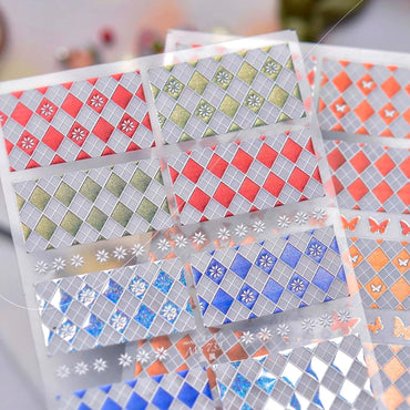 Geometric Grid Square Butterfly Snow Star Metal Self Adhesive Nail Art Sticker Snowflake Rhinestone Manicure Decal Nail Supplies (ONLINE ORDER ONLY)