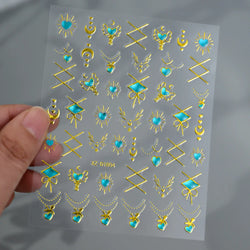 1PC Holographic Laser Heart Nail Stickers-3D Self-Adhesive Golden White Valentines Day Nail Decals For Women Nail Art Decoration (ONLINE ORDER ONLY)