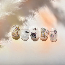 Cute Cat Eye Fishbone Animals Leopard Cat Ginger Cat Kitten Exclamation Point Paw Self Adhesive Nail Art Sticker Manicure Decals (ONLINE ORDER ONLY)
