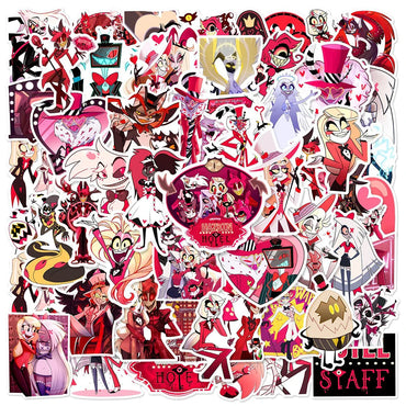 Cartoon Helluva Boss Hazbin Hotel Stickers Decals PVC Waterproof Laptop Suitcase Helmet Notebook DIY Graffiti 10/30/56PCS (Online Order Only)