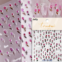 Chic Lavender Tulip Flower Bowknot Totem Center Symmetric Pattern Daisy Line Gird Self Adhesive Nail Art Stickers Manicure Decal (ONLINE ORDER ONLY)