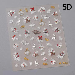 Winter Dreamy Hot Stamping Romantic White Pink Snowflakes Hexagon 3D Self Adhesive Nail Art Stickers Christmas Manicure Decals (ONLINE ORDER ONLY)