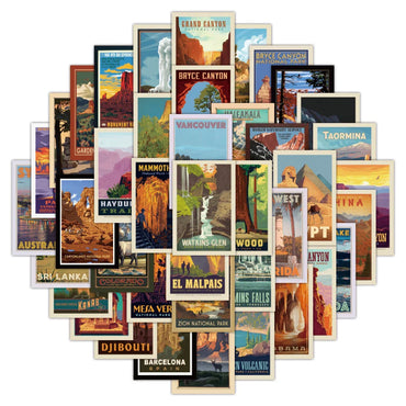 10/30/50pcs Cute Cartoon World Landmarks Aesthetic Poster Stickers  Decals Notebook Skateboard Laptop Phone Decoration Sticker (Online Order Only)