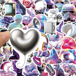 10/30/50PCS Cute 3D Steam Wave Laser Cartoon Sticker Cool Graffiti Decals Waterproof DIY Skateboard Laptop Phone Fridge Sticker (ONLINE ORDER ONLY)