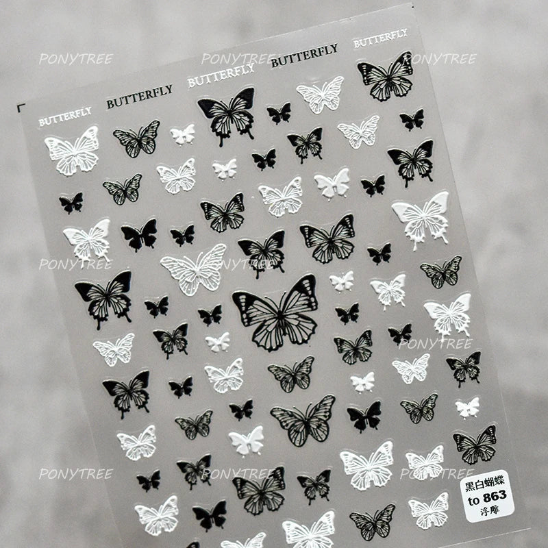 Dreamy Moon Stars Love Heart Butterfly Bowknot Lace Shiny Starburst Ribbon Delicate Adhesive Nail Art Stickers Manicure Decals (Online Order Only)