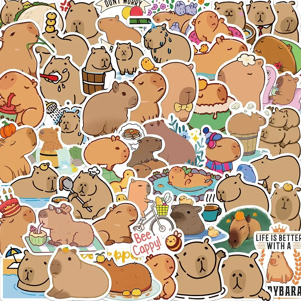 50PCS Cartoon Cute Animals Plump Capybara Graffiti Stickers Scrapbook Laptop Phone Luggage Diary Waterproof Sticker Toys (ONLINE ORDER ONLY)