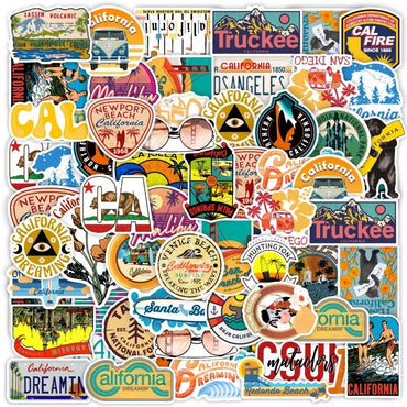 10/30/50pcs USA California Scenery Waterproof Stickers DIY Scrapbook Travel Luggage Phone Fridge Skateboard Car Sticker Toy (Online Order Only)